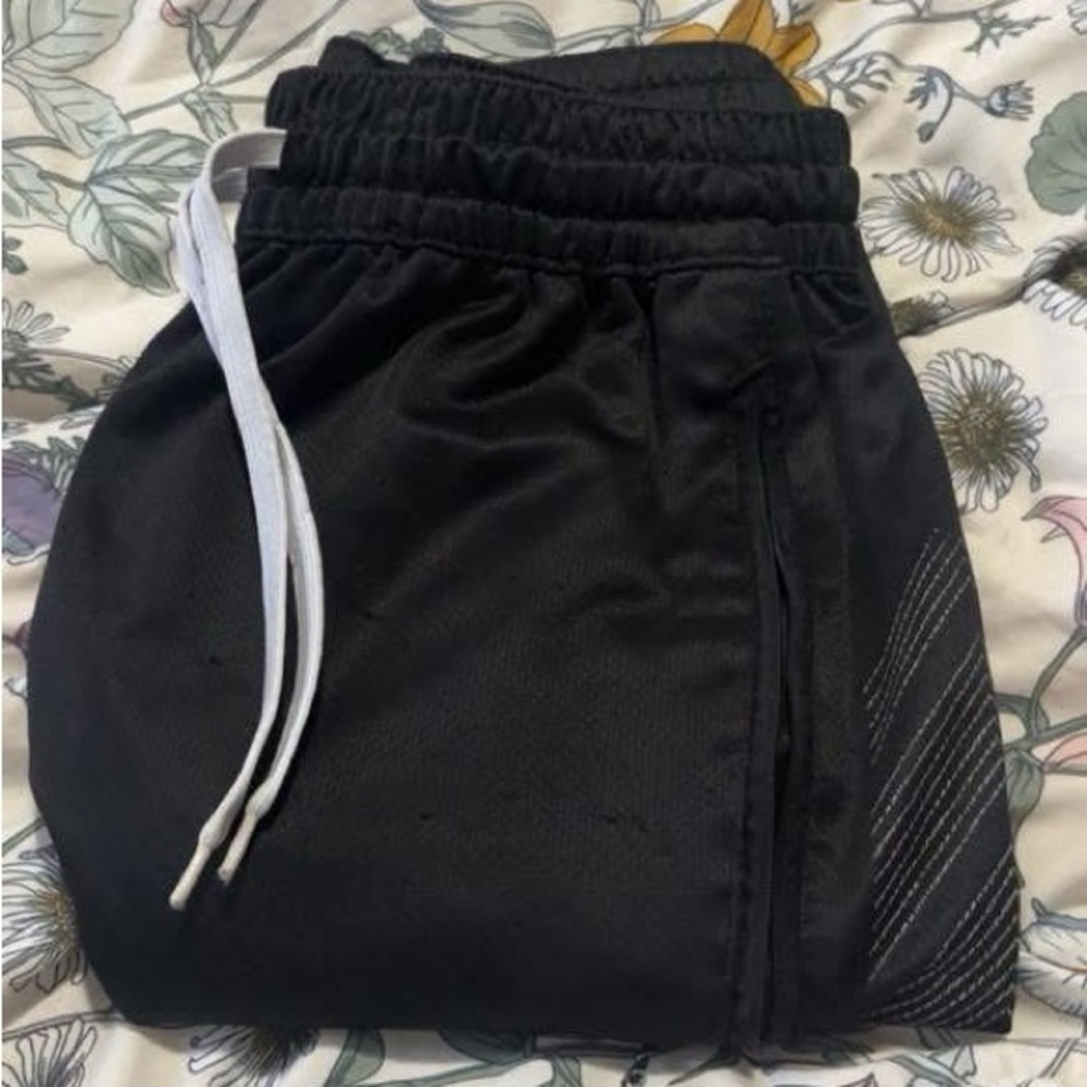 Black Athletic Shorts with White Drawstring